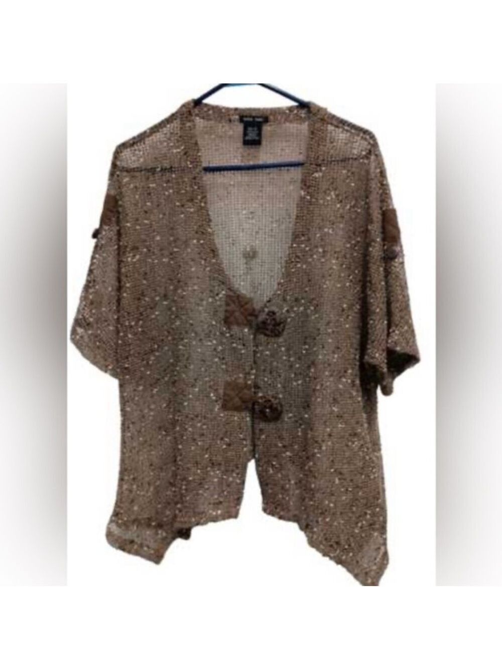 Katie Todd Women’s Topper Black and Brown Knit Cardigan Size M